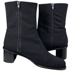 Stuart Weitzman Windy Gore-Tex Booties Black Square Toe Block Heel 9